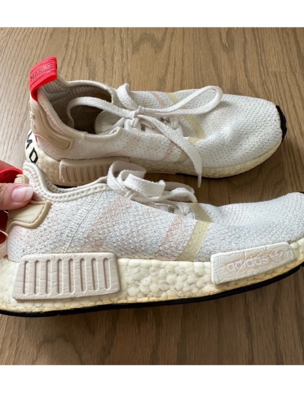Adidas NMD R1 Cream & Orange Sneakers | 6 - Picture 5 of 9
